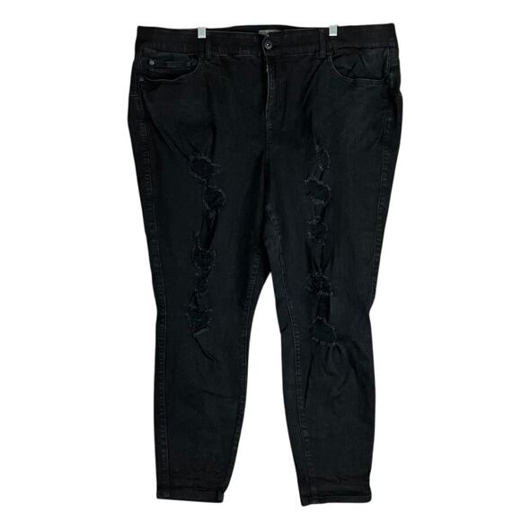 Torrid Womens Jeans Black Feel The Fit Bombshell Skinny Distressed Stretch 24R - Picture 1 of 11